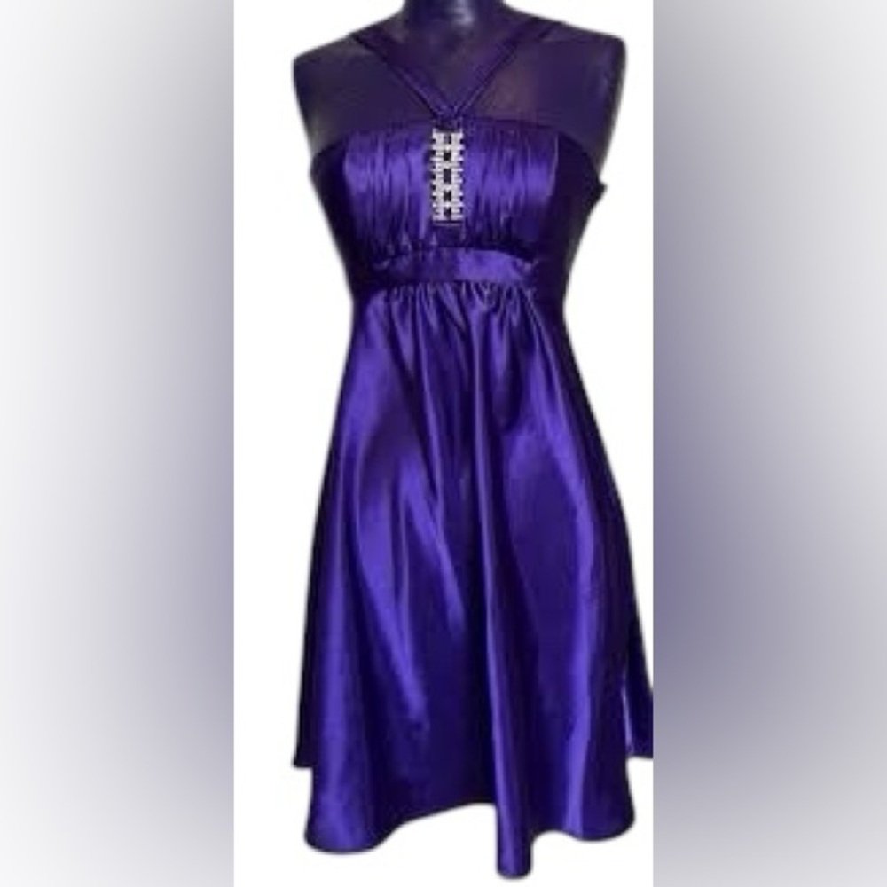 Jessica McClintock For Gunne Sax Purple Embellished Mini Sundress Size: 1